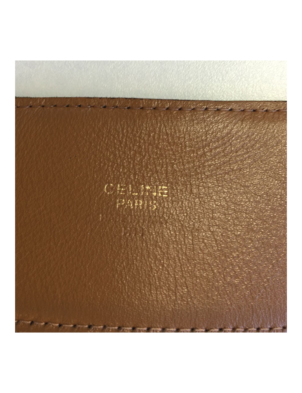 Ceinture CELINE en cuir noir et boucle argentée