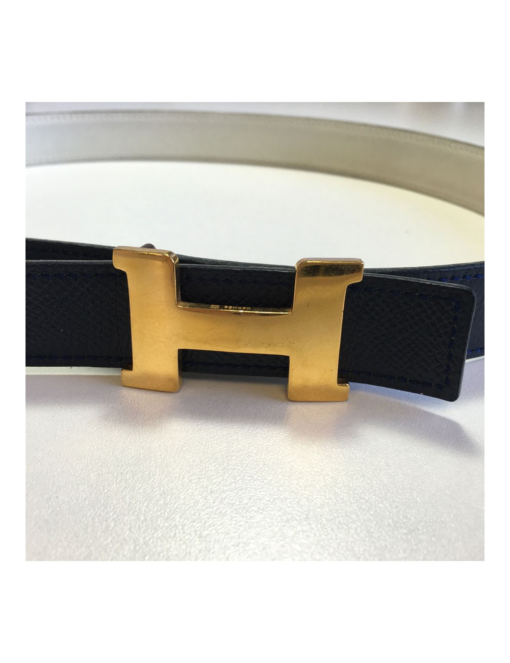Ceinture H HERMES t 74 réversible en cuir