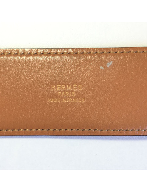 Navy blue leather belt HERMES Medor