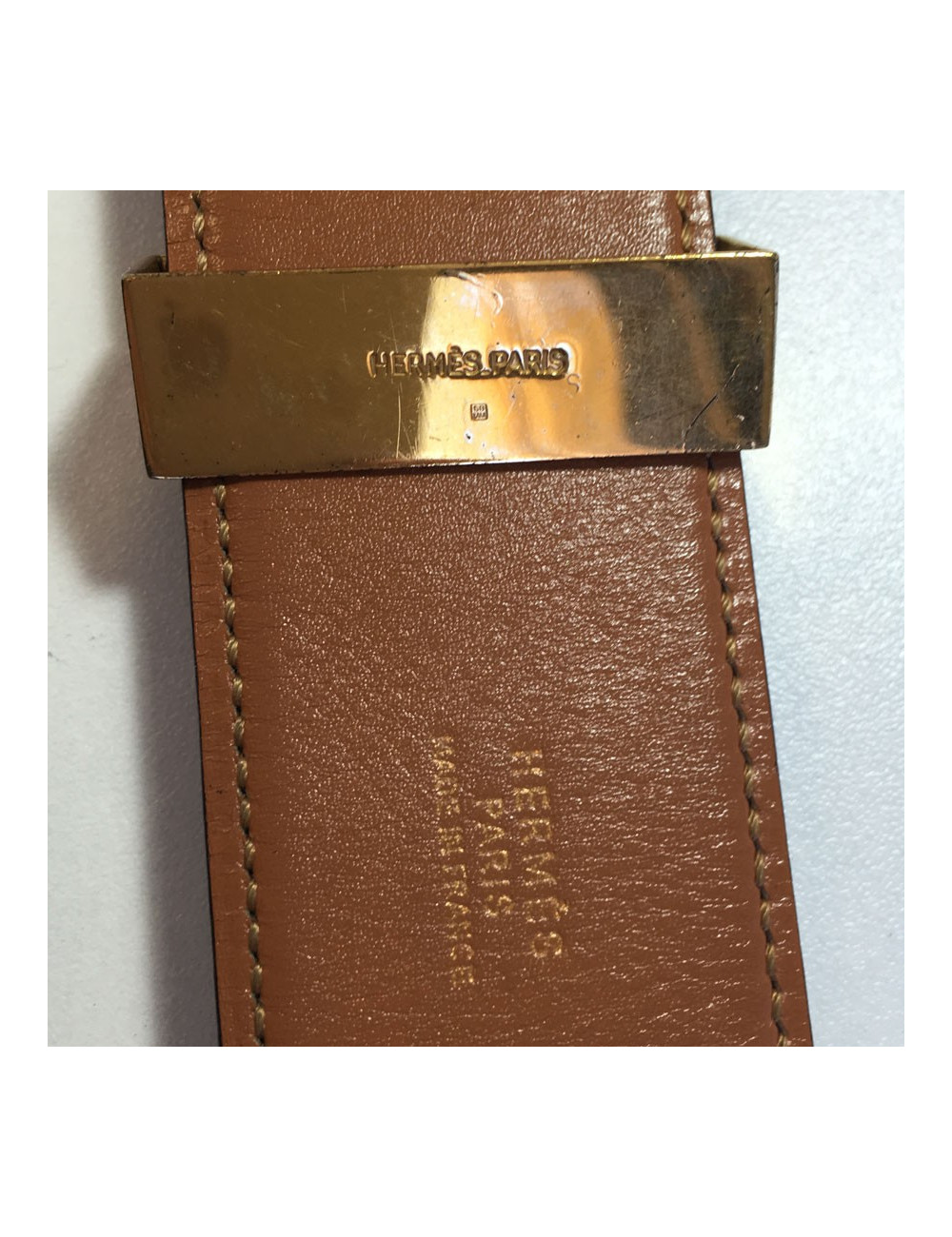 Ceinture HERMES Médor en cuir bleu marine