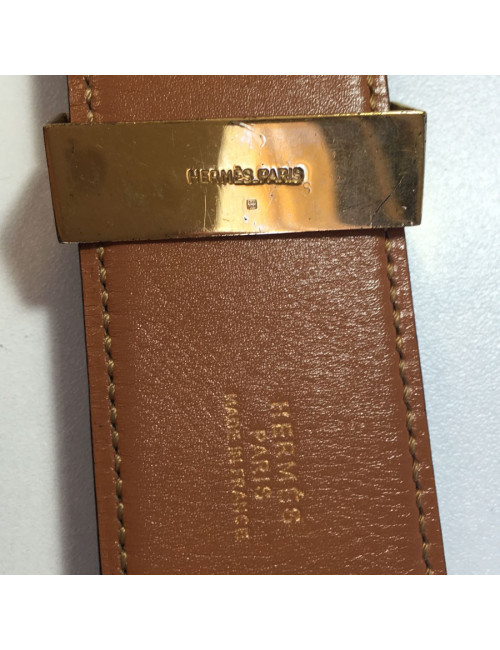 Navy blue leather belt HERMES Medor