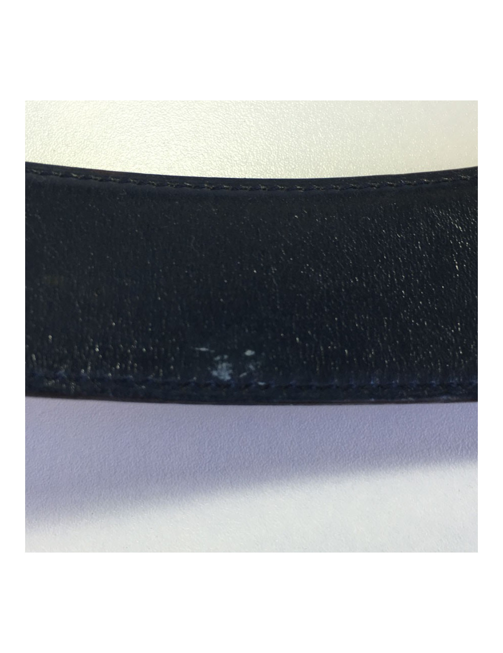 Navy blue leather belt HERMES Medor