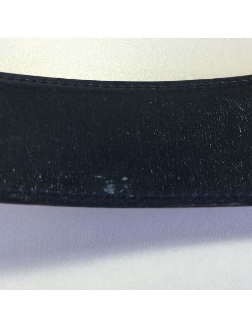 Ceinture HERMES Médor en cuir bleu marine
