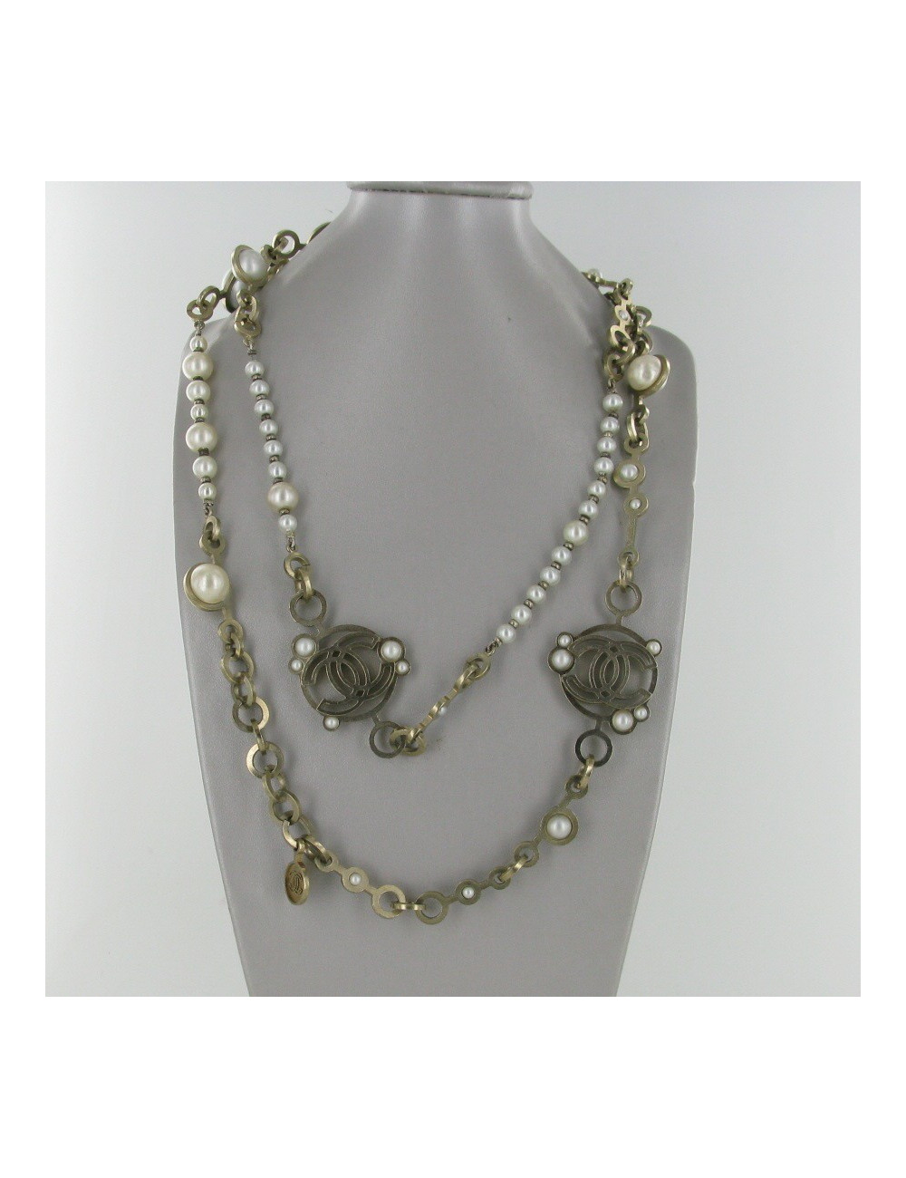 Sautoir perles en pâte de verre CHANEL