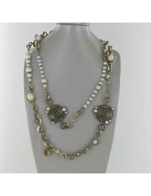 Sautoir perles en pâte de verre CHANEL