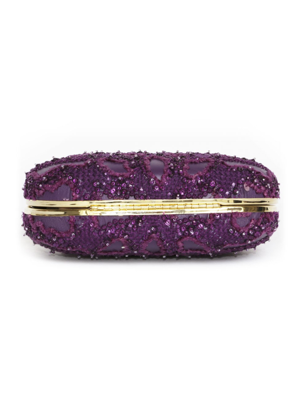 ELIE SAAB minaudière in purple leather and embroidered fabric