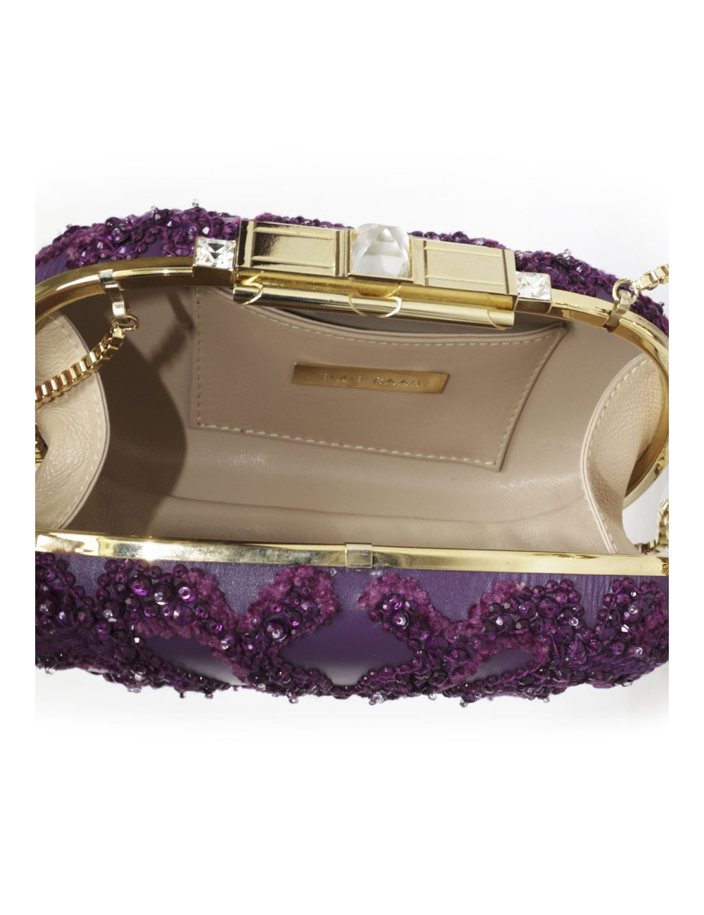 ELIE SAAB minaudière in purple leather and embroidered fabric