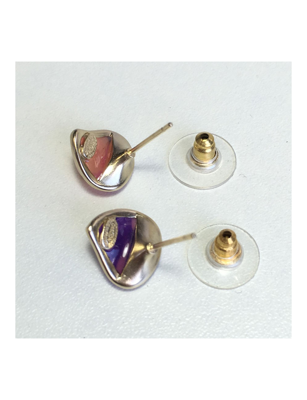 CHANEL Golden nails and multicolored resin earrings