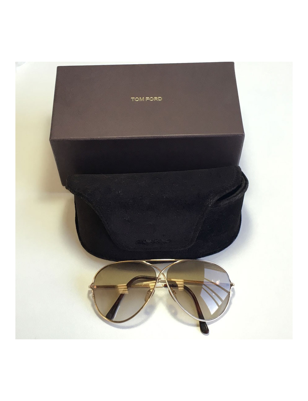 Lunettes de soleil TOM FORD doré et verres marrons