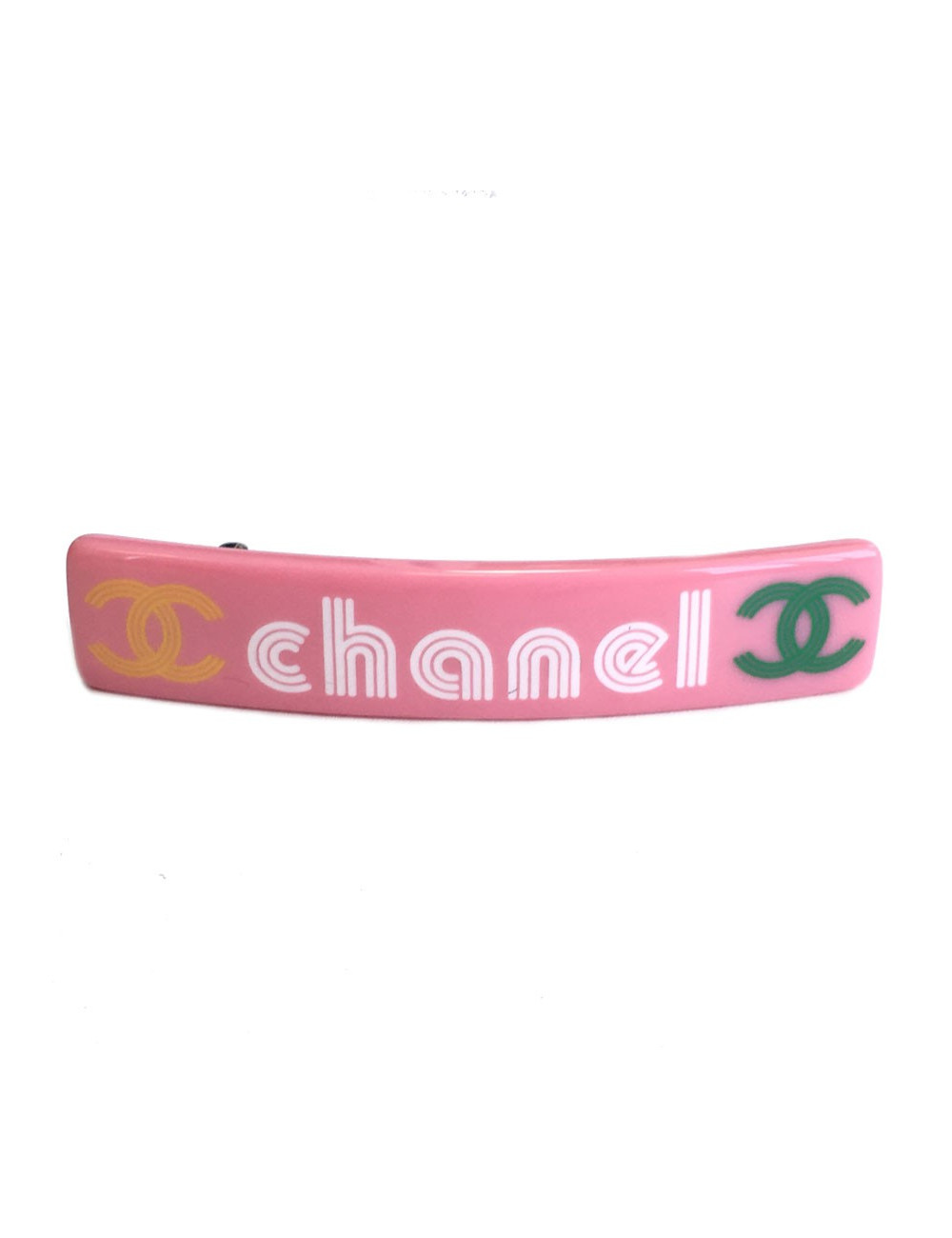 Barrette à cheveux CHANEL en plastique rose