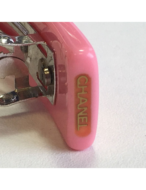 Pink at CHANEL plastic hair Barrette