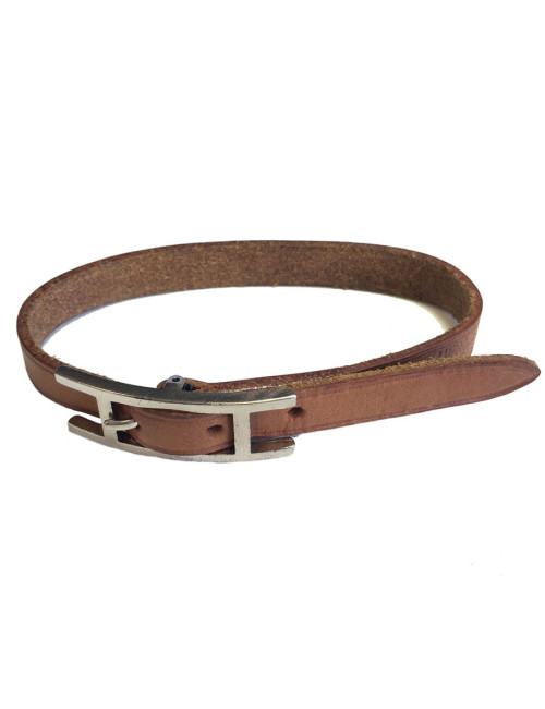 Bracelet HERMES  en cuir naturel