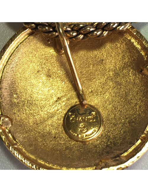 Necklace CHANEL Vintage 80 ' in gold metal and green and Burgundy resin