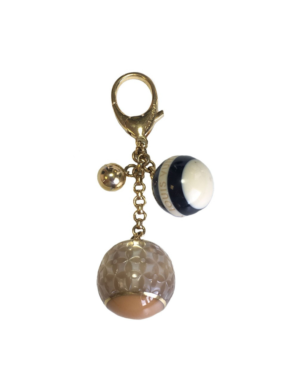 Porte clefs LOUIS VUITTON 3 sphères en métal doré