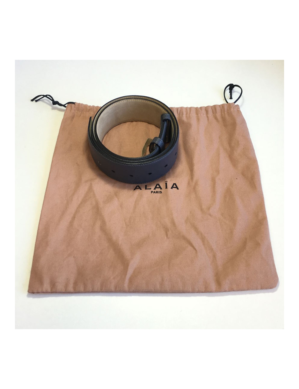 Ceinture ALAIA en cuir gris foncé T75