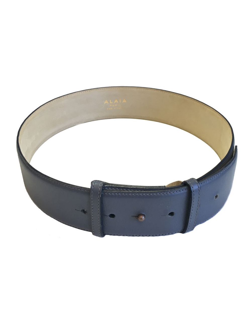 Ceinture ALAIA en cuir gris foncé T75