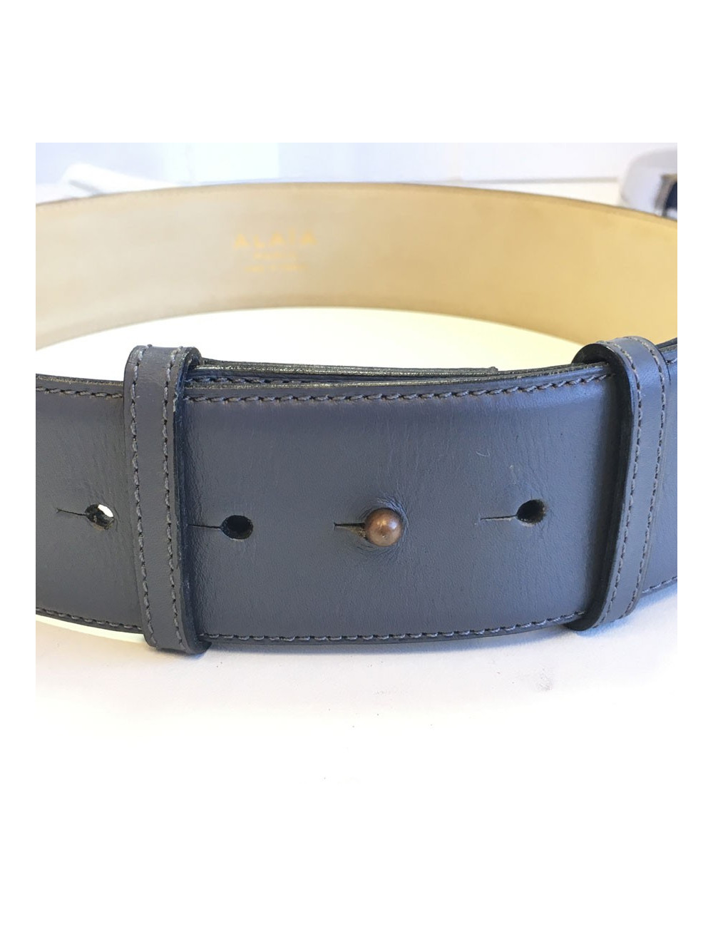  ALAÏA belt in dark gray leather size 75 FR