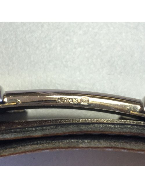 Ceinture H HERMES en cuir swift marron T 76 réversible