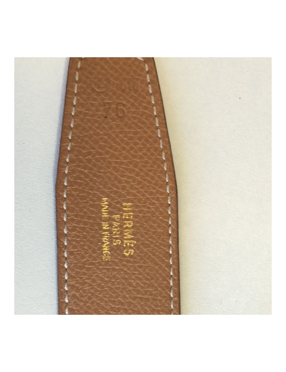 Ceinture H HERMES en cuir swift marron T 76 réversible