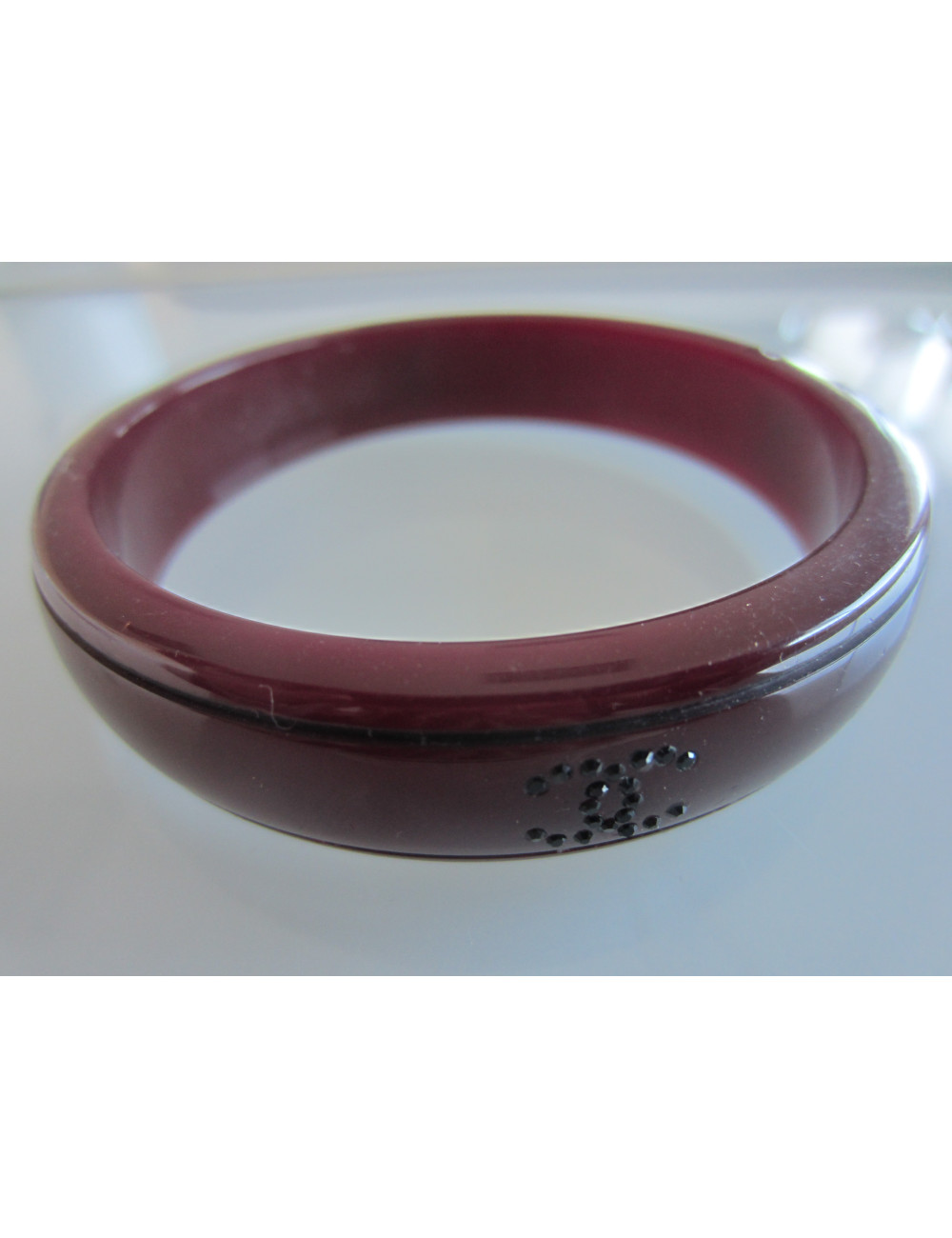 Bracelet bordeaux & strass noir CHANEL