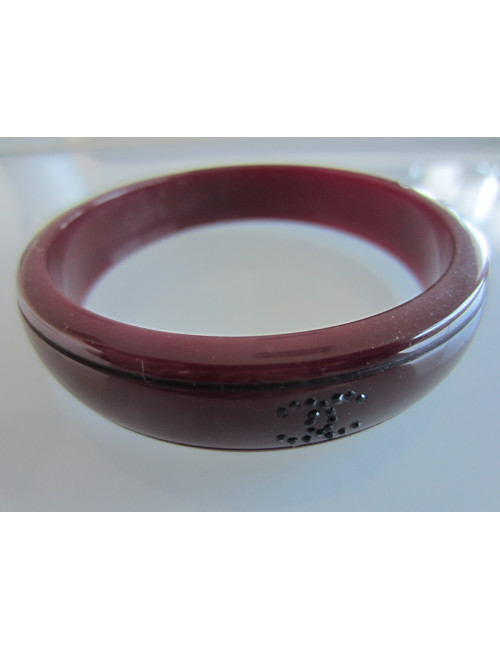 Bracelet bordeaux & strass noir CHANEL