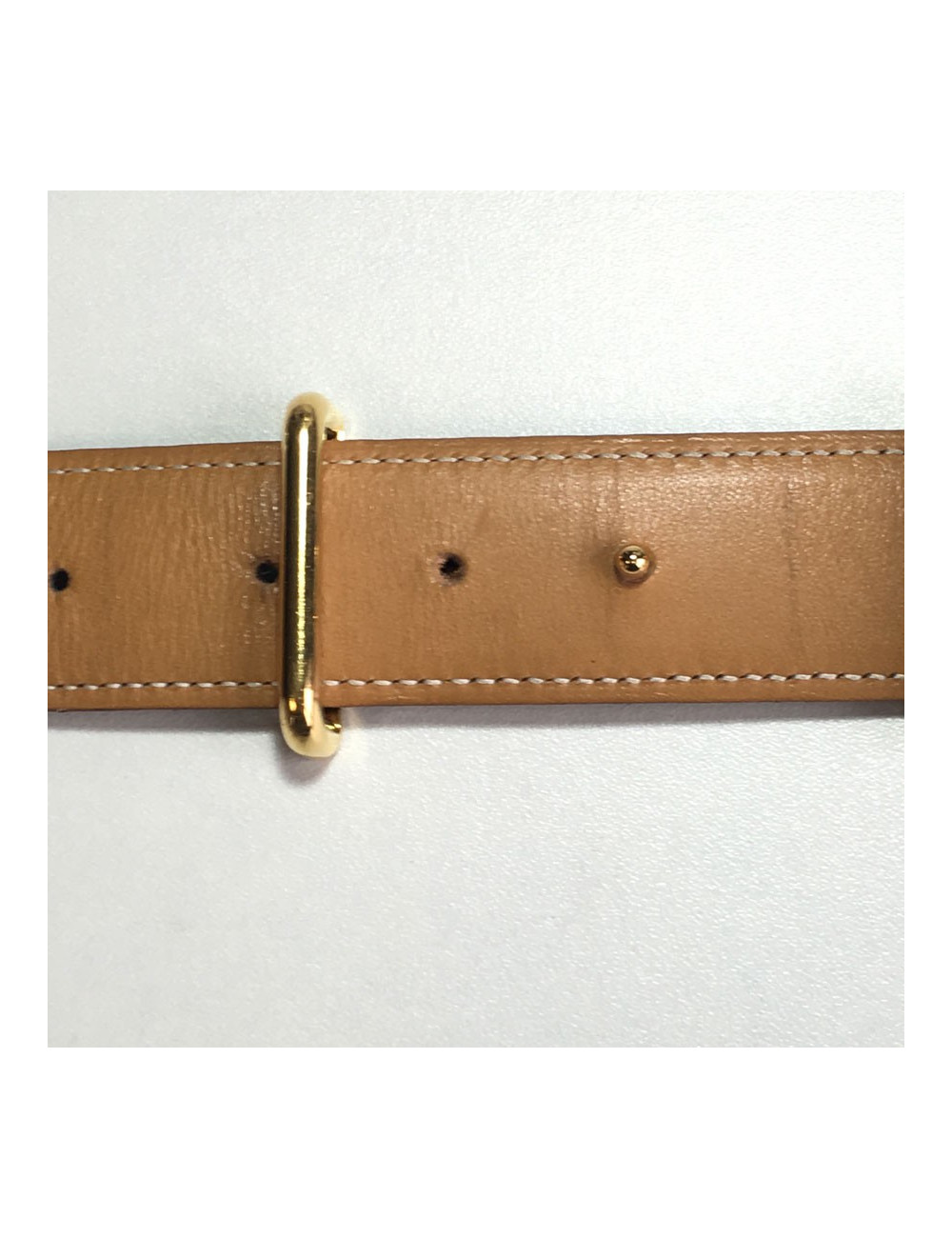 Ceinture HERMES T 90 réversible en cuir box gold et marron