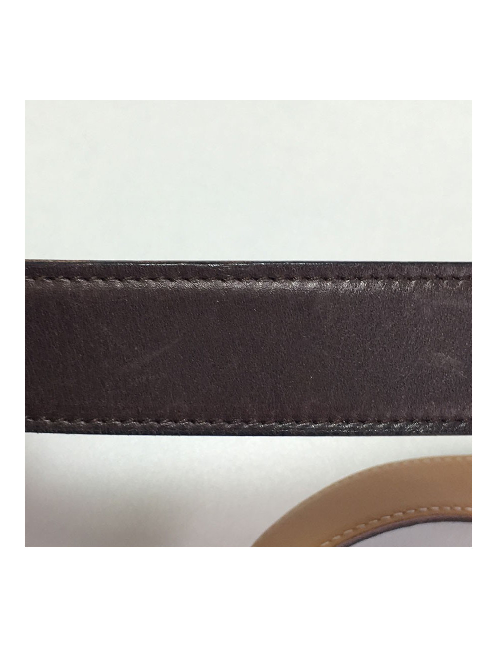 Ceinture HERMES T 90 réversible en cuir box gold et marron