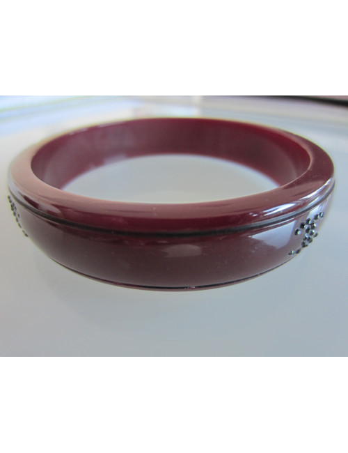 Bracelet bordeaux & strass noir CHANEL