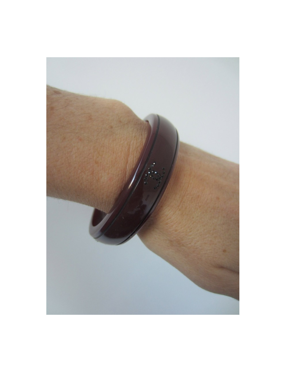 Bracelet bordeaux & strass noir CHANEL