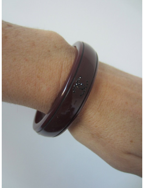 Bracelet bordeaux & strass noir CHANEL