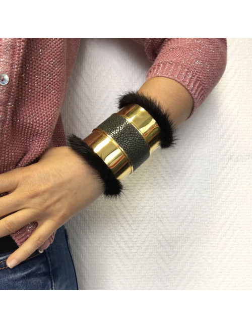Golden cuff shagreen and mink