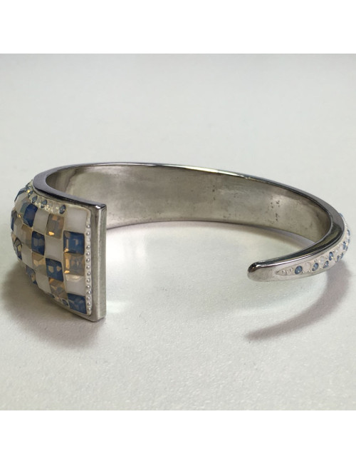 Ring ceramic and blue and white swarovski crystals bracelet