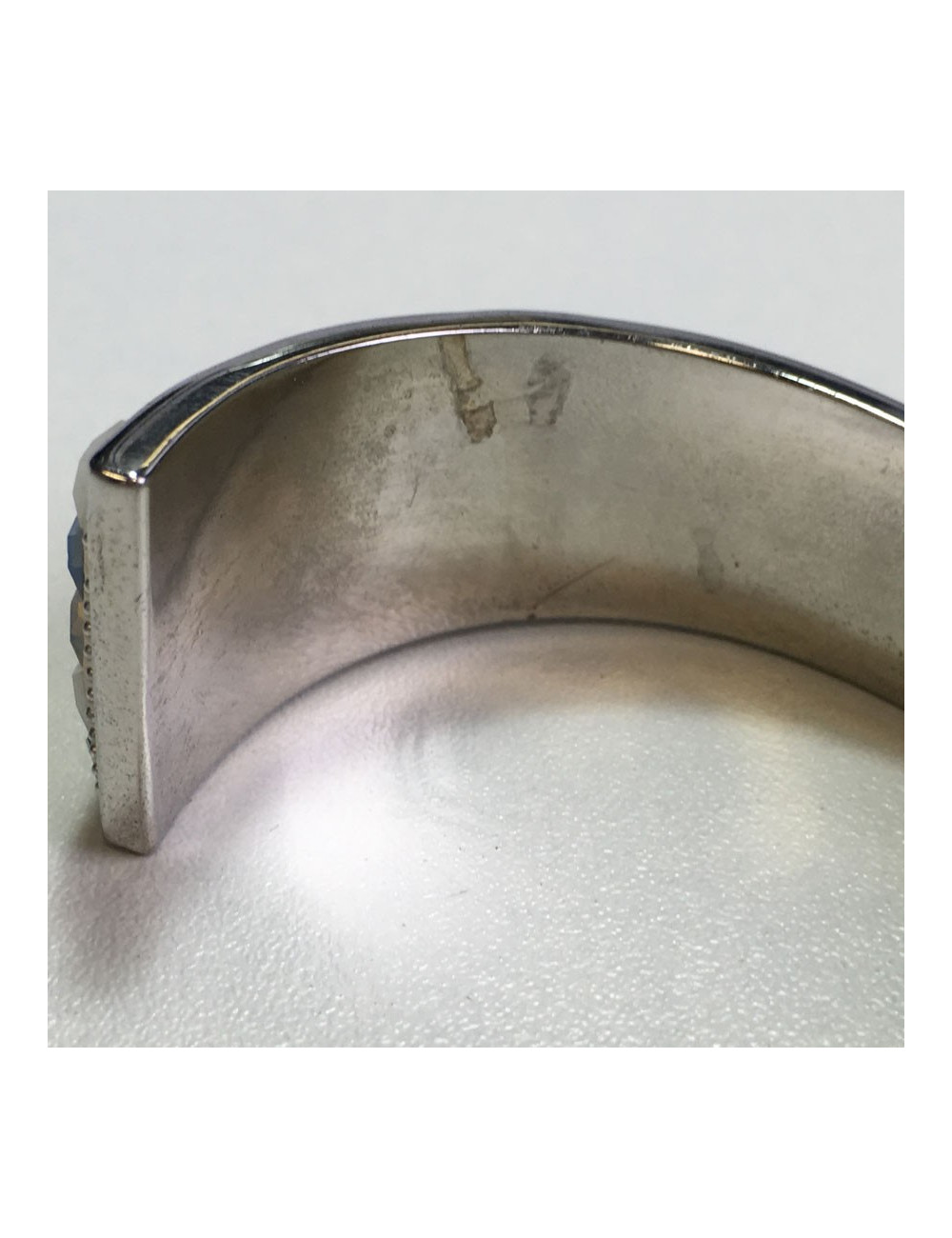 Bracelet  jonc en céramique et cristaux swarovski  bleu et blanc