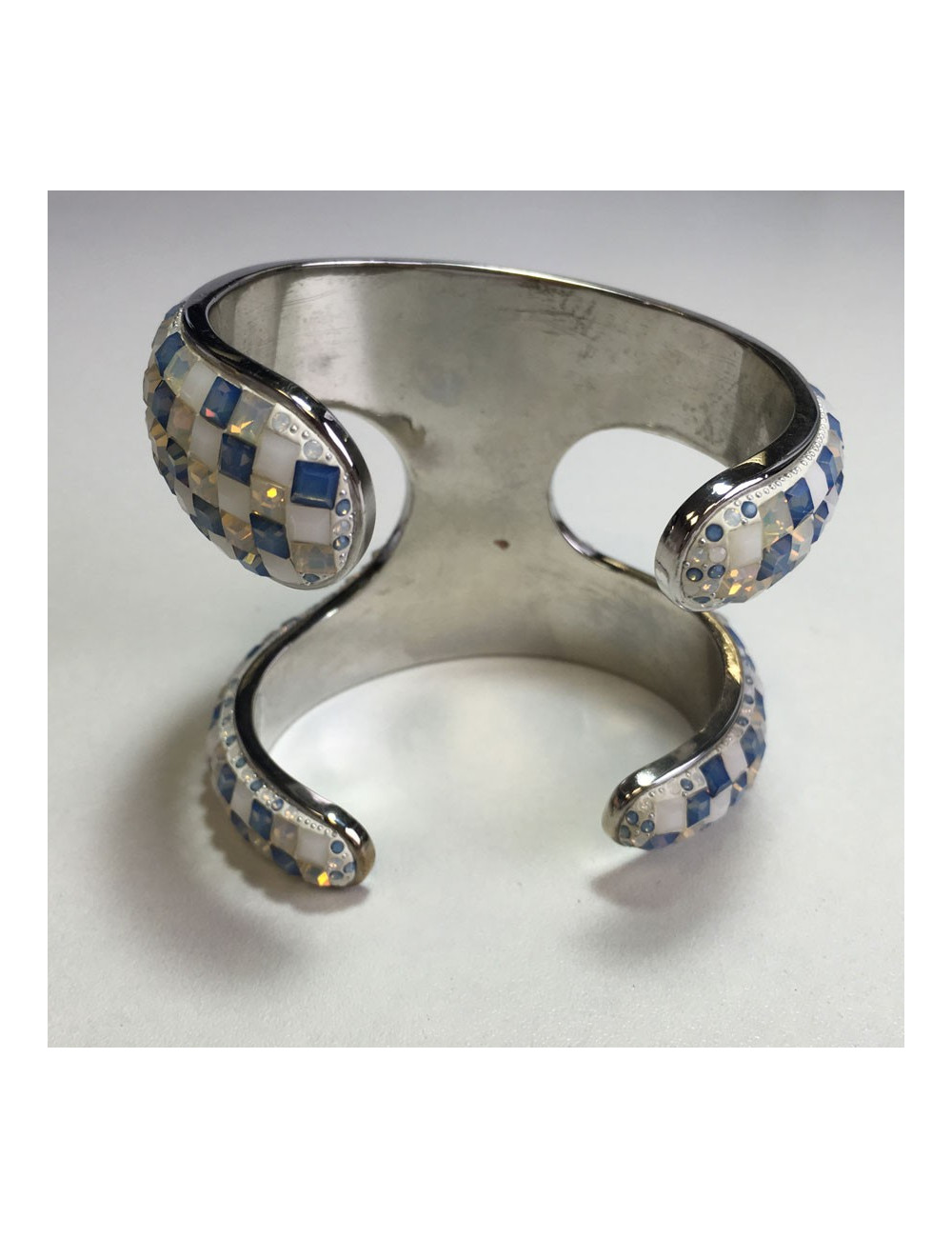 Manchette double céramique et cristaux Swarovski