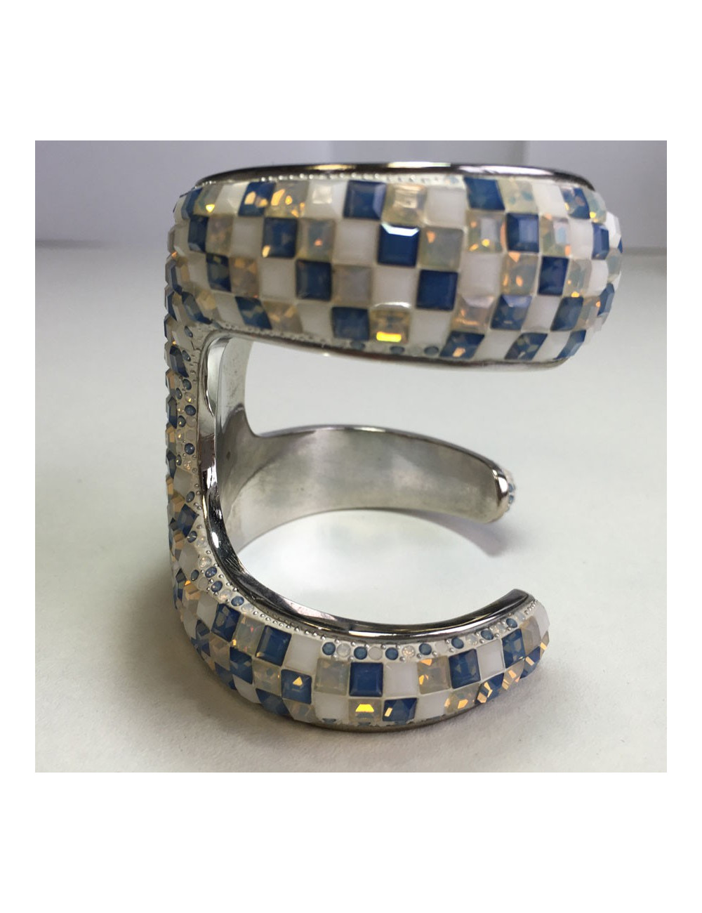 Manchette double céramique et cristaux Swarovski