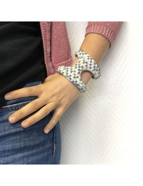 Manchette double céramique et cristaux Swarovski