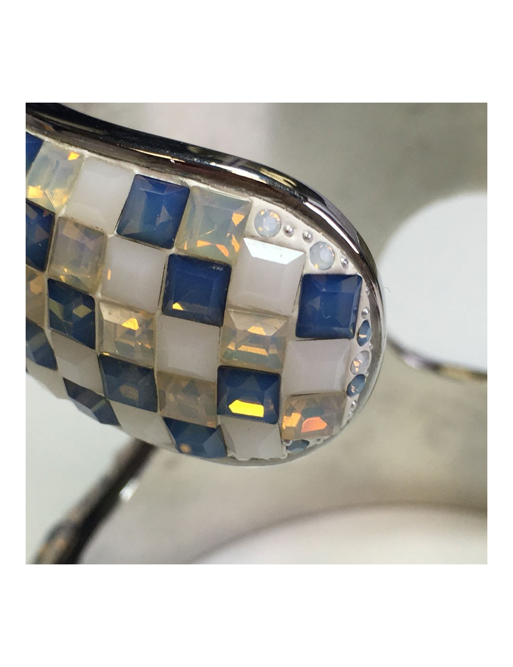 Manchette double céramique et cristaux Swarovski