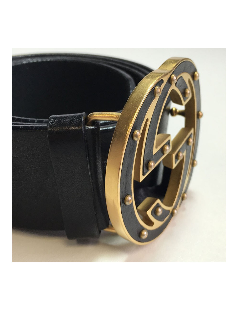 T90 black leather GUCCI belt