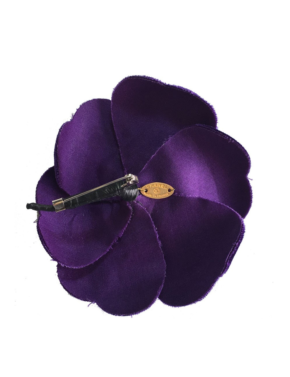 Purple silk velvet CHANEL Camellia brooch