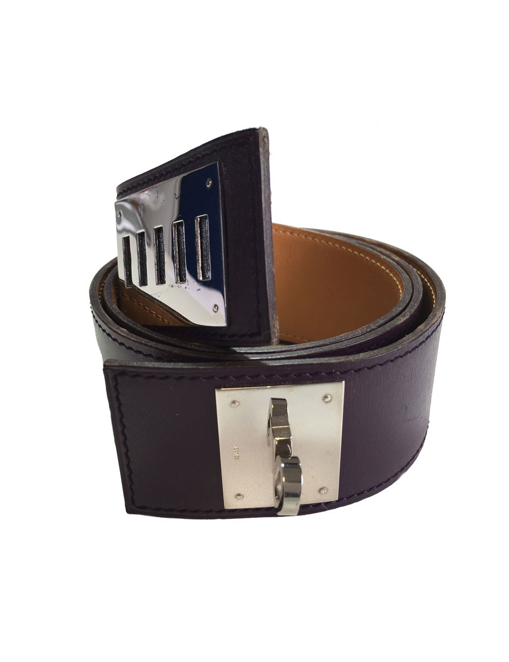 Ceinture Kelly HERMÈS cuir courchevel violet t 85
