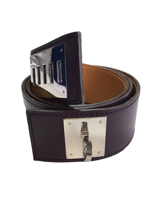 Ceinture Kelly HERMÈS cuir courchevel violet t 85