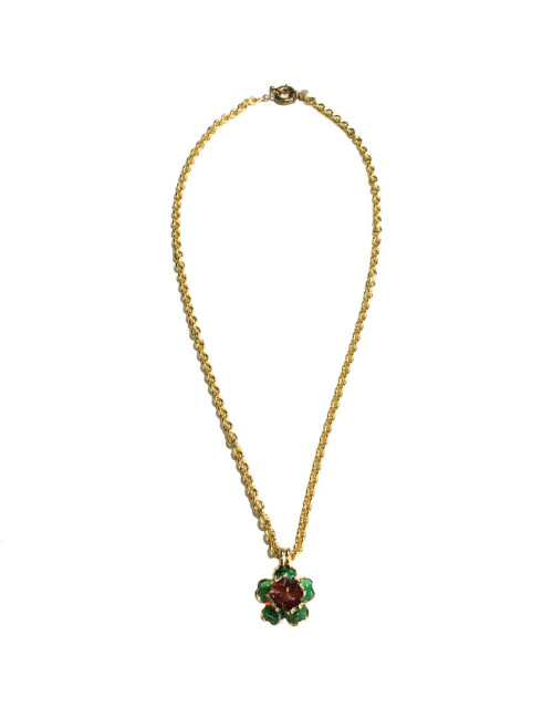 MARGUERITE de VALOIS amber and emerald molten glass flower necklace