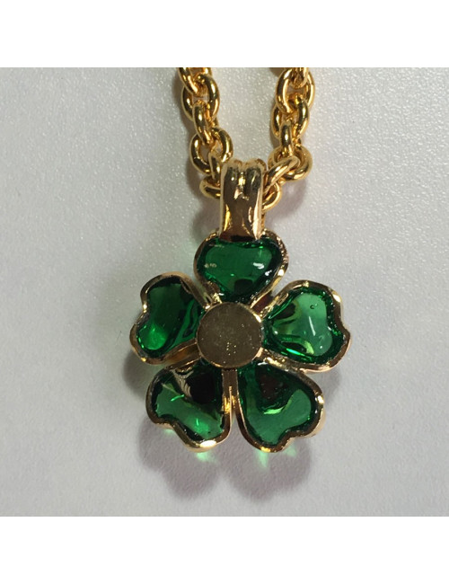 MARGUERITE de VALOIS amber and emerald molten glass flower necklace