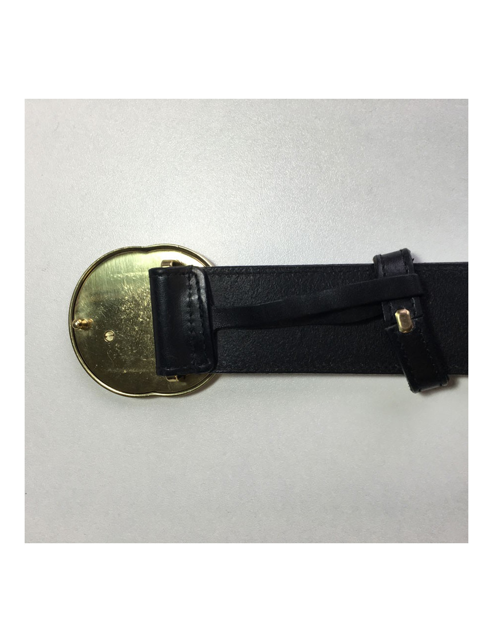 GUCCI black leather belt and gold buckle size 85