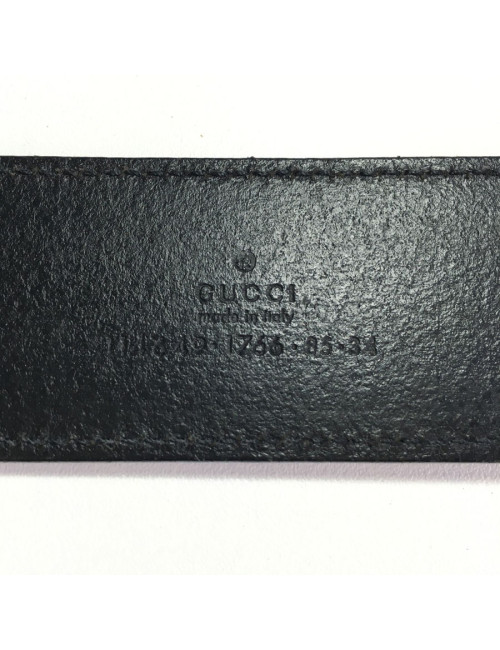 Ceinture GUCCI en cuir noir et boucle dorée 