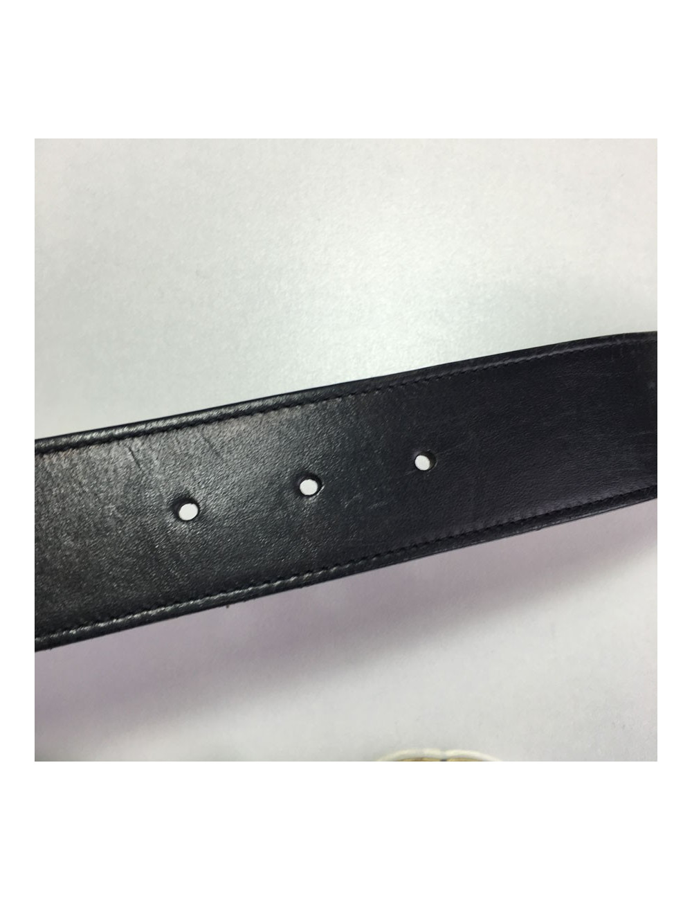 GUCCI black leather belt and gold buckle size 85