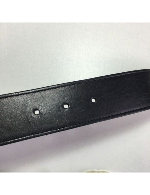GUCCI black leather belt and gold buckle size 85