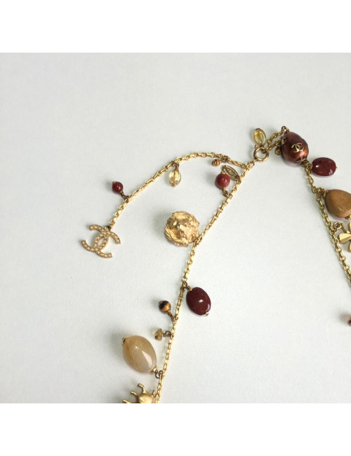 CHANEL couture chain necklace in gilded metal with charms 