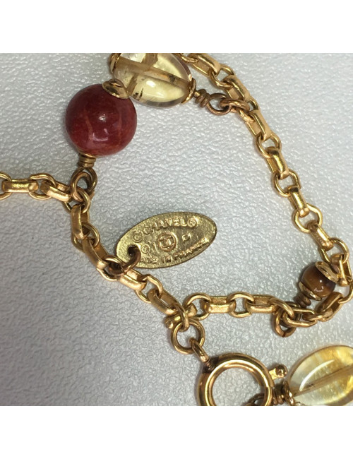 CHANEL couture chain necklace in gilded metal with charms 