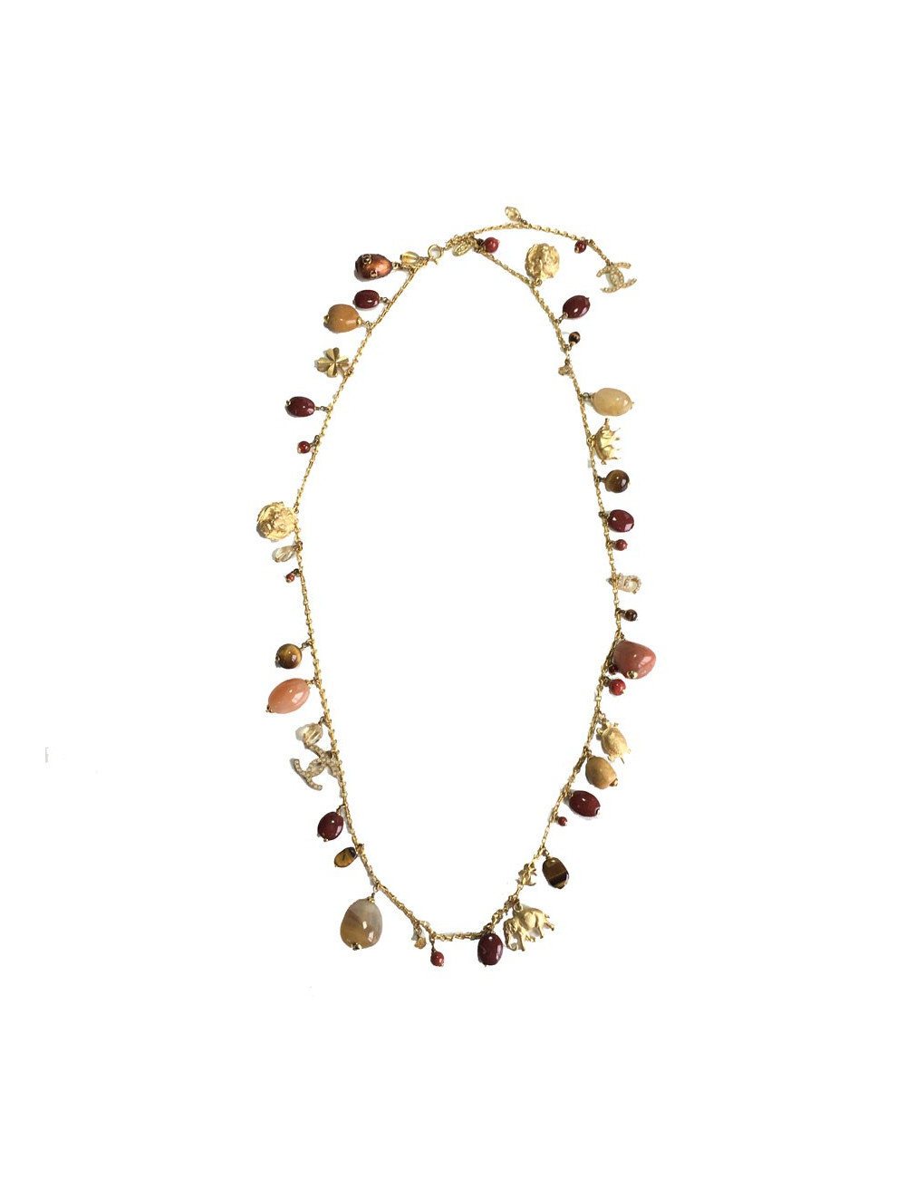 CHANEL couture chain necklace in gilded metal with charms 